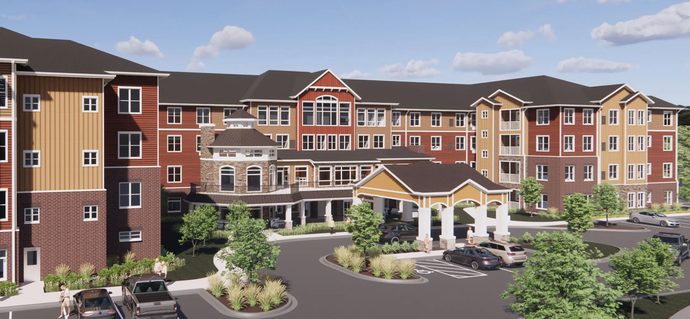 exterior of Arden Hills facility with dark orange and yellow siding - New Perspective Careers Assisted Living Careers